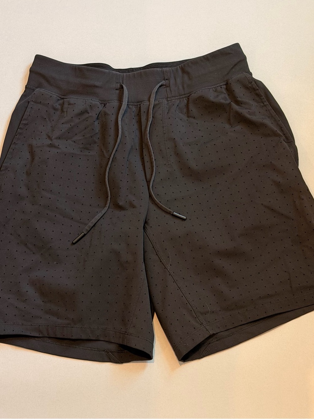 lululemon athletica Black Perforated Drawstring Athletic Gym Shorts